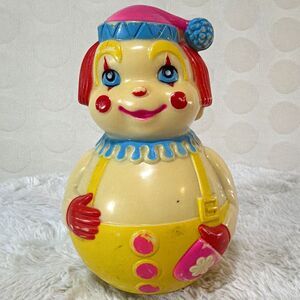 Vintage 1972 The First Years Clown Roly Poly Chime Plastic Toy Kiddie Products